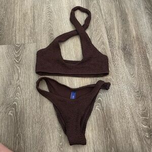 Bond eye swim brown halter cross neck bikini